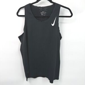 Nike AeroSwift Running Tank Womens L Black Workout Activewear Athleisure Sporty